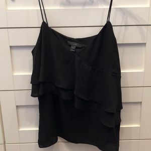 J crew black ruffle tank top